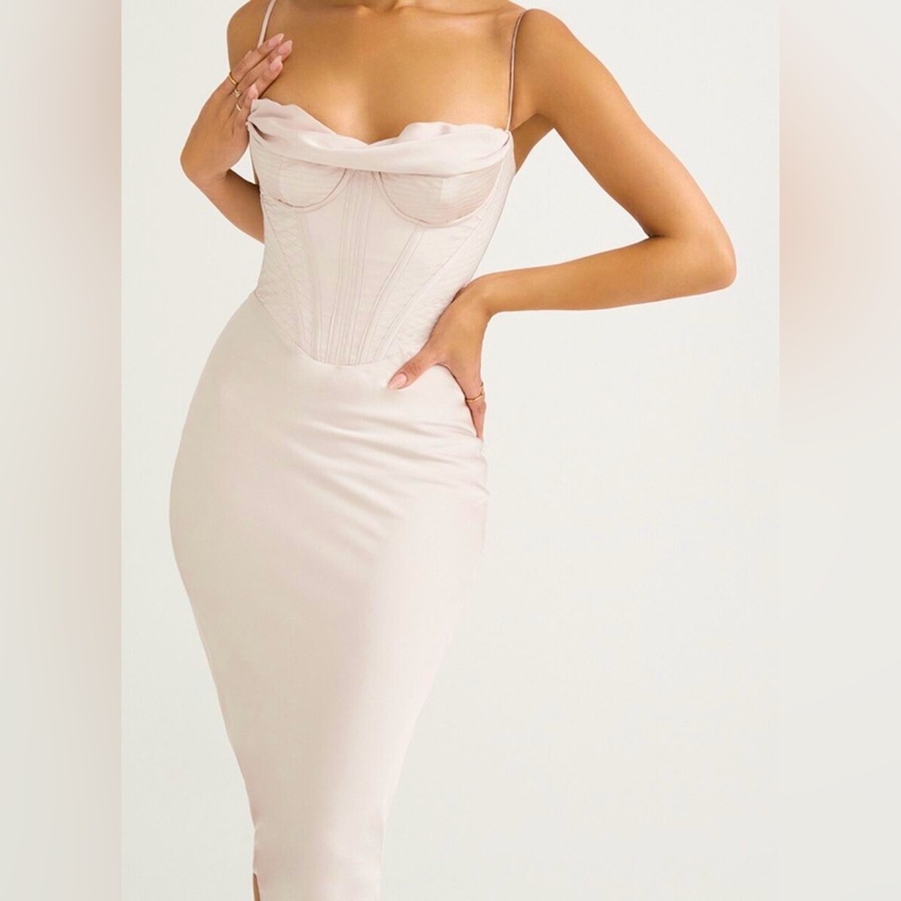 House of CB Blush Pink Midi Corset Dress